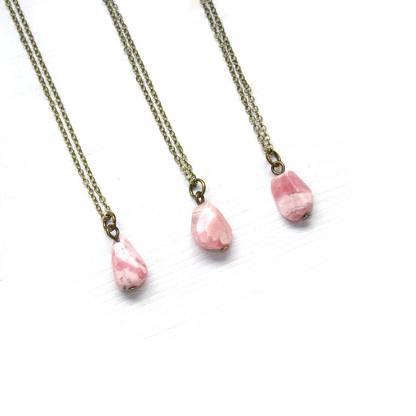 Dainty Rhodochrosite Nugget Necklace - Coastal Collection