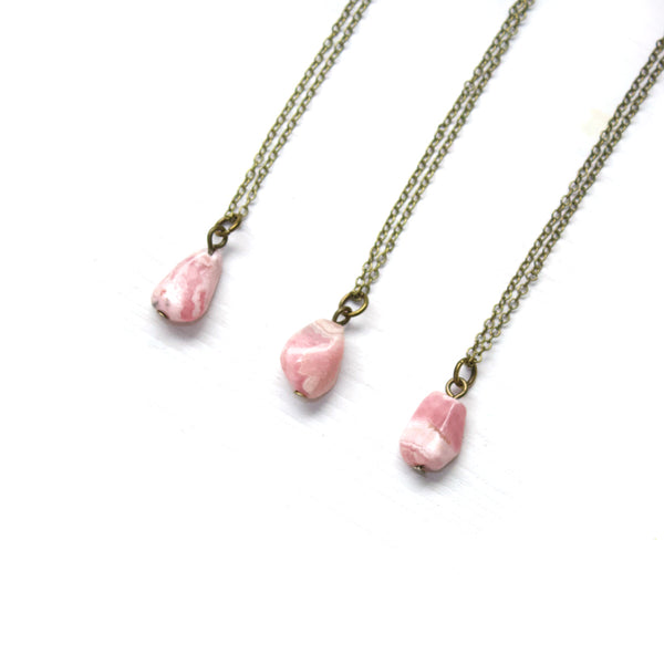 Dainty Rhodochrosite Nugget Necklace - Coastal Collection