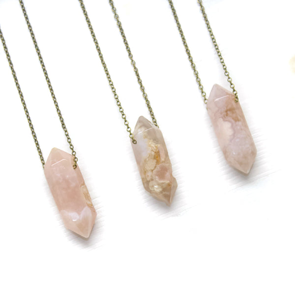 Flower Agate Double Point Necklace - Coastal Collection