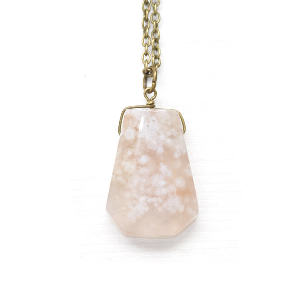 Flower Agate Fan Necklace - Coastal Collection