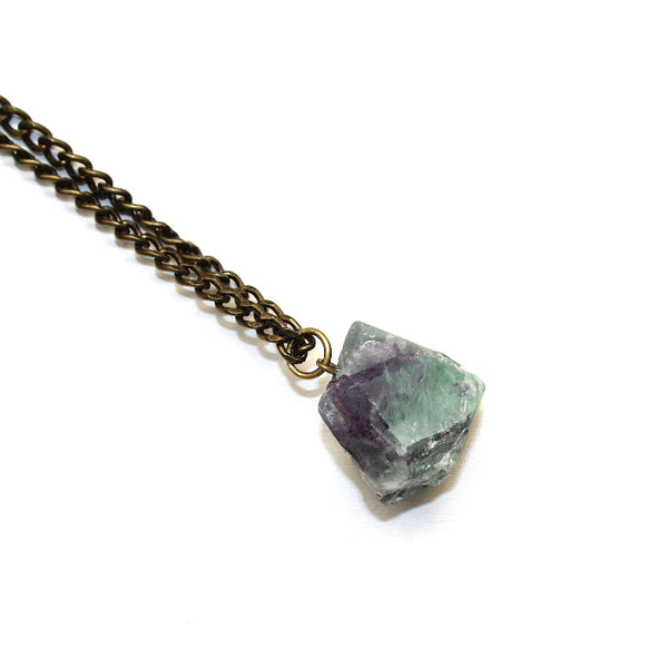Large Raw Fluorite Necklace - Raw Gemstone Jewelry
