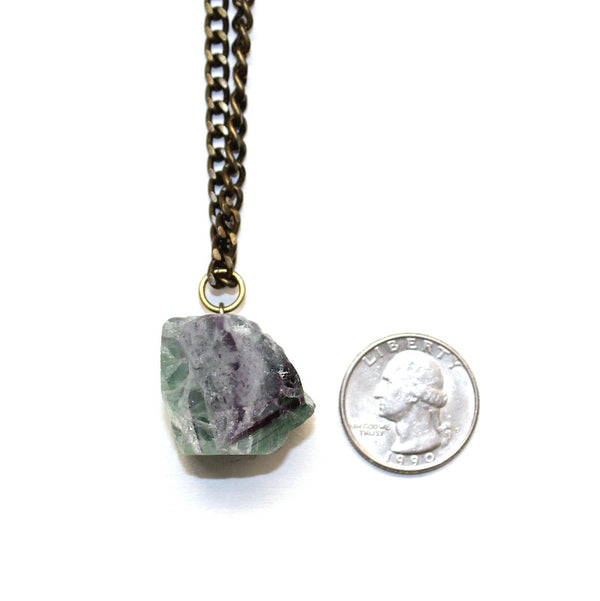Large Raw Fluorite Necklace - Raw Gemstone Jewelry