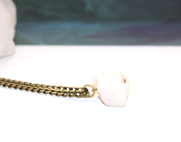 Large Raw Pink Opal Necklace Raw Gemstone Jewelry