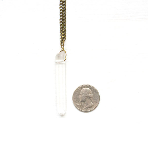 Long Crystal Quartz Point Necklace - Natural Gemstone Jewelry