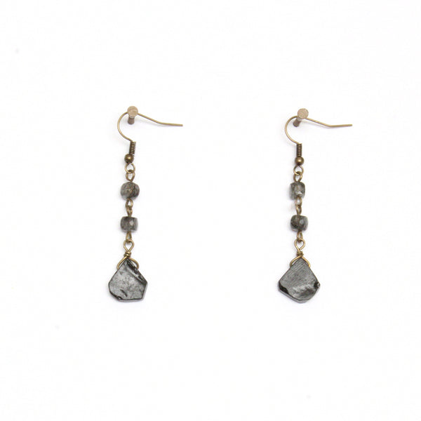 Black Tourmaline Drop Earrings - Raw Crystal Jewelry