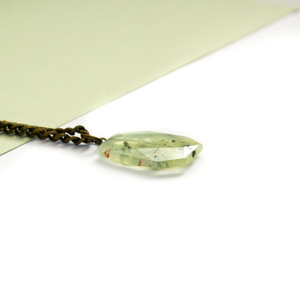 Prehnite Faceted Slab Necklace Side