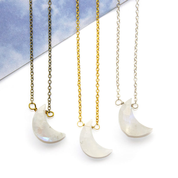 Rainbow Moonstone Necklace - Moon