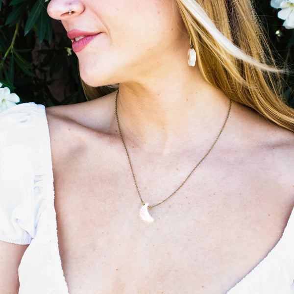 Rainbow Moonstone Necklace - Moon