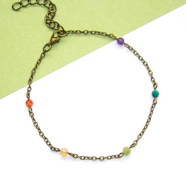 Dainty Rainbow Beaded Anklet