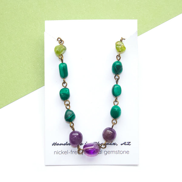 Rainbow Pebble Beaded Choker