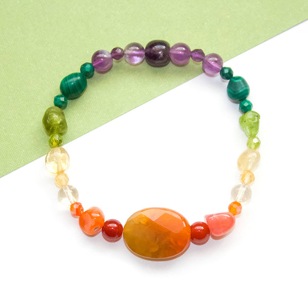 Rainbow Pebble Stretch Bracelet