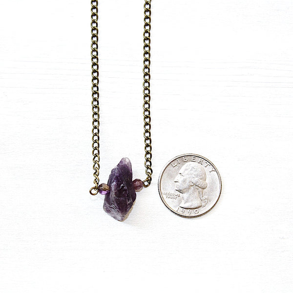 Raw Amethyst Necklace - Raw Gemstone Jewelry