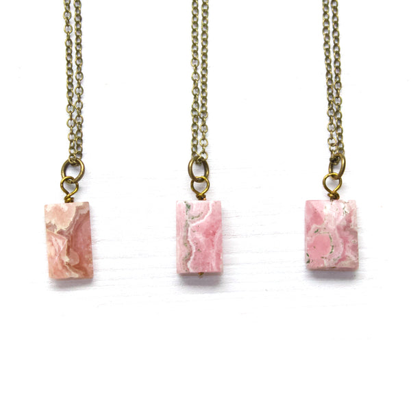 Rhodochrosite Small Slab Necklace - Coastal Collection