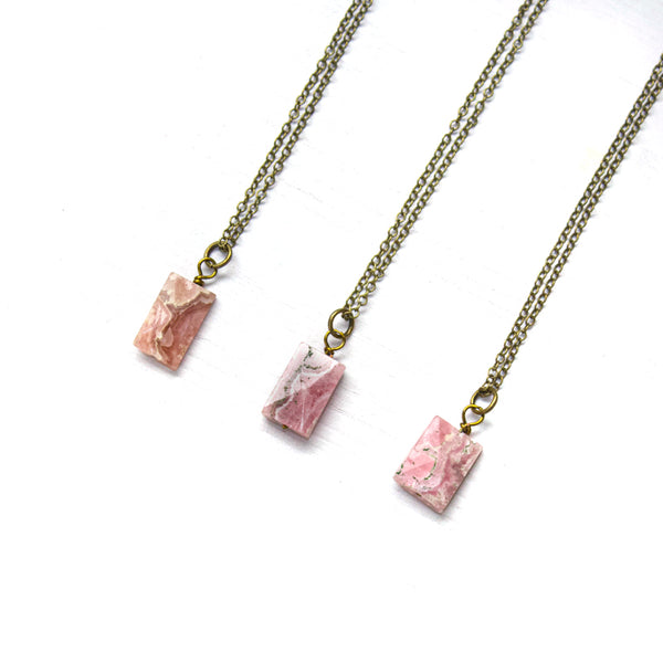 Rhodochrosite Small Slab Necklace - Coastal Collection