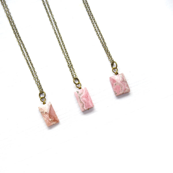 Rhodochrosite Small Slab Necklace - Coastal Collection