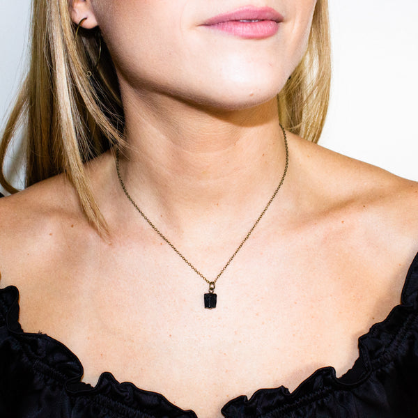 Tiny Black Tourmaline Necklace
