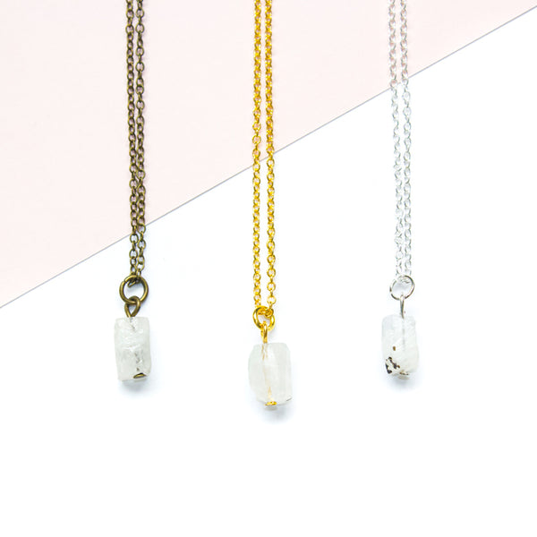 Tiny Rainbow Moonstone Necklace