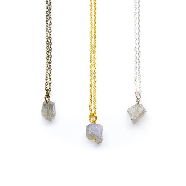 Tiny Raw Labradorite Necklace