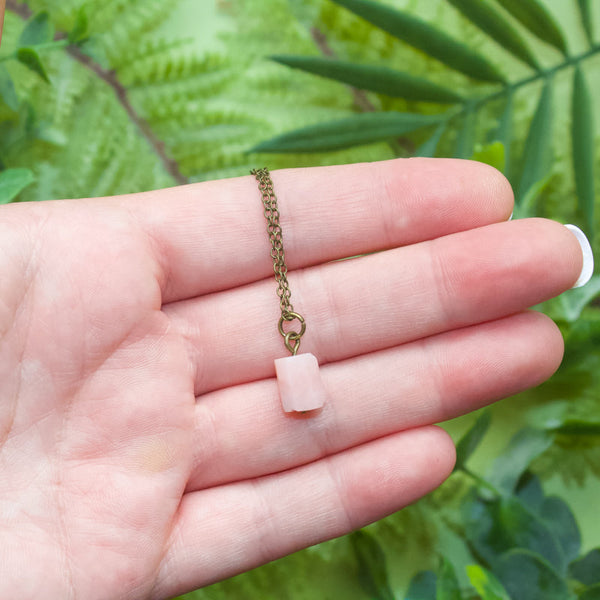 Tiny Pink Opal Necklace