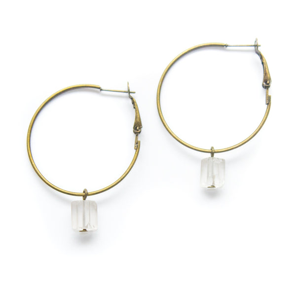 Tiny Quartz Hoop Earrings