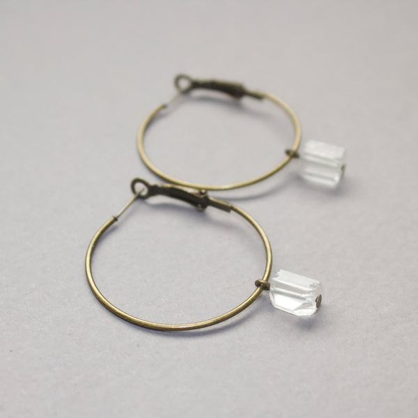Tiny Quartz Hoop Earrings