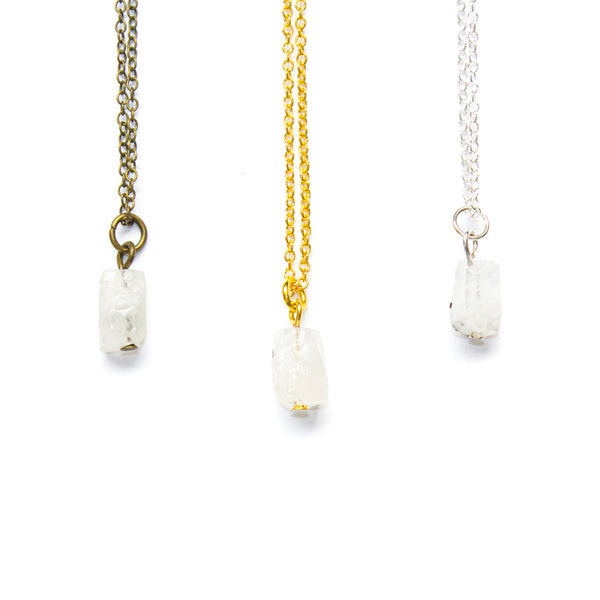 Tiny Rainbow Moonstone Necklace
