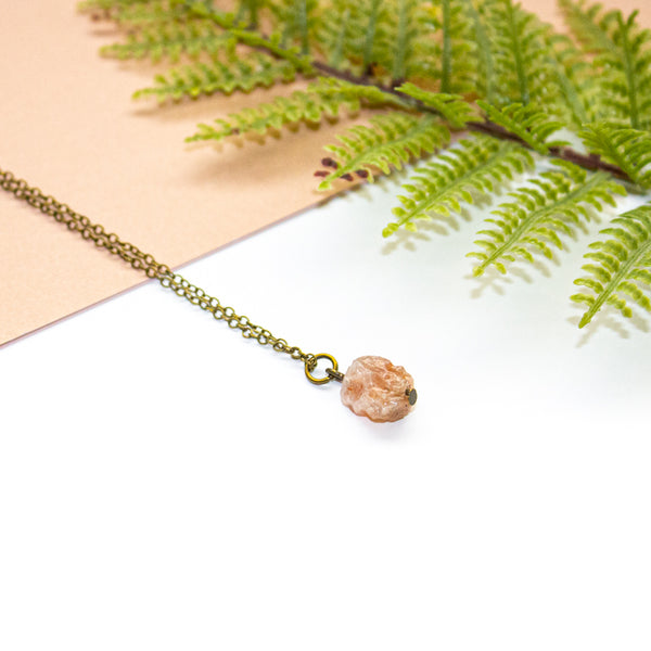 Tiny Sunstone Necklace side