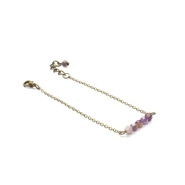 Dainty Amethyst Bar Bracelet