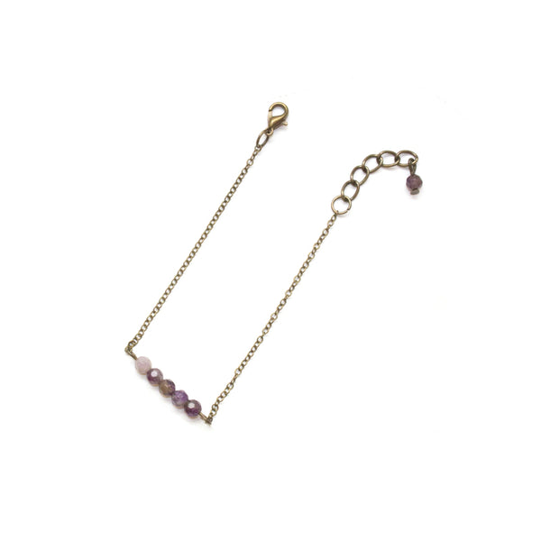 Dainty Amethyst Bar Bracelet