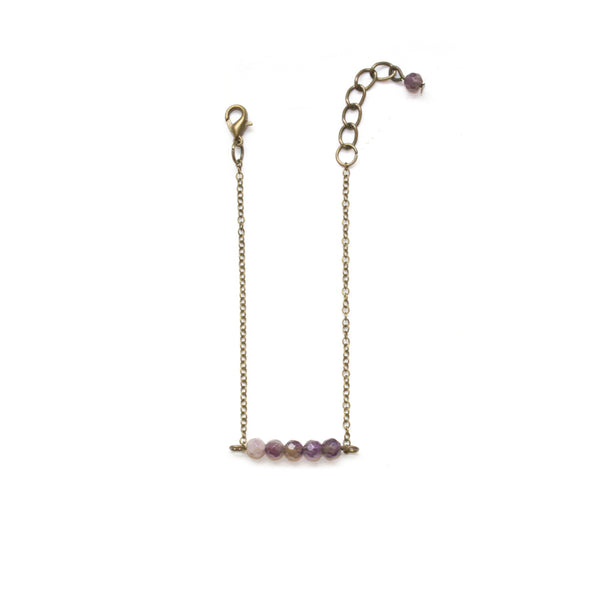 Dainty Amethyst Bar Bracelet