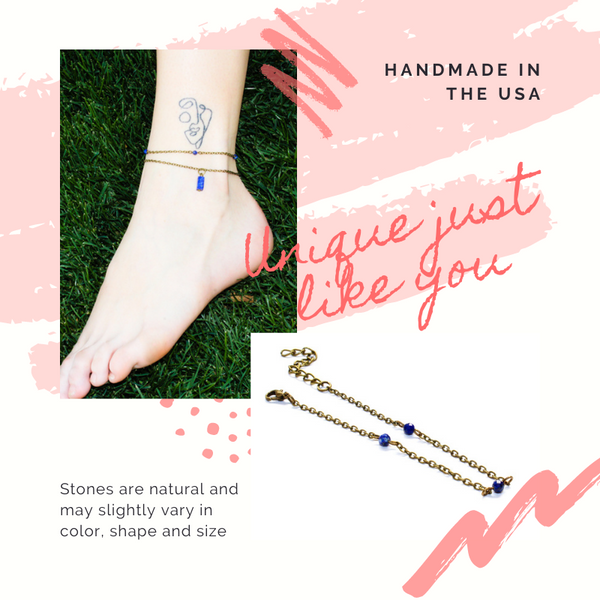 Dainty Beaded Lapis Lazuli Anklet