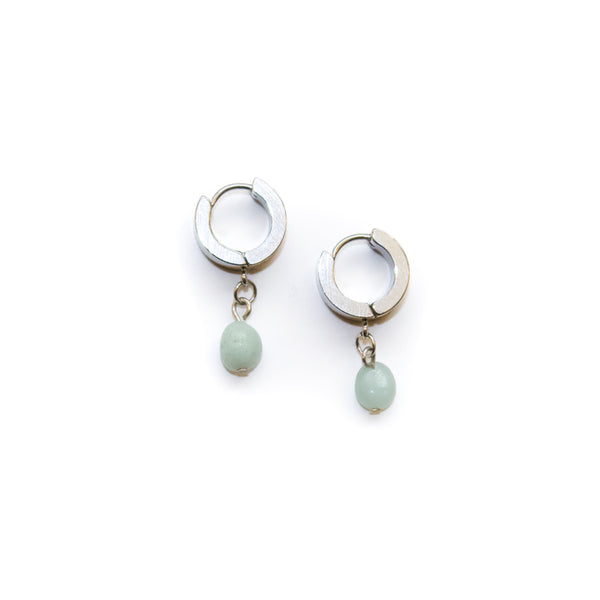 Amazonite Huggie Hoop Earrings