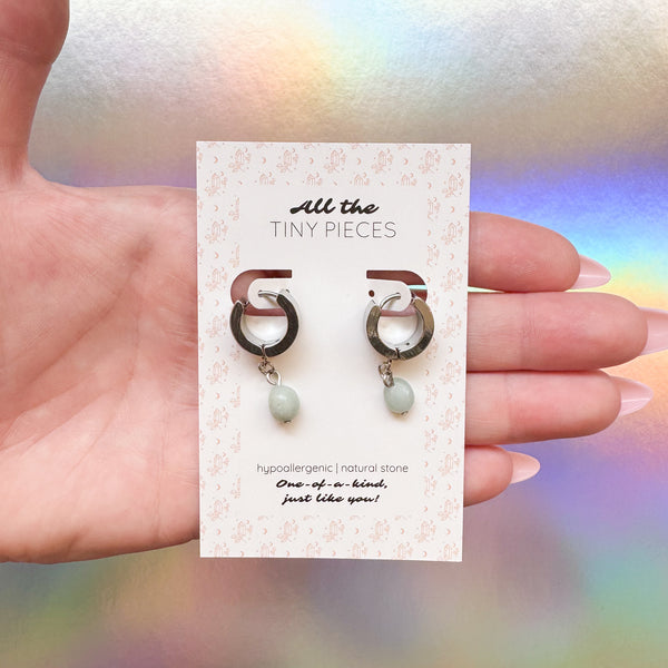 Amazonite Huggie Hoop Earrings