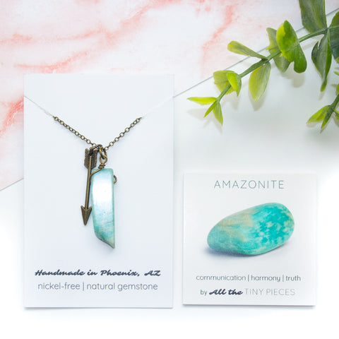 Amazonite Mini Slab and Arrow Necklace