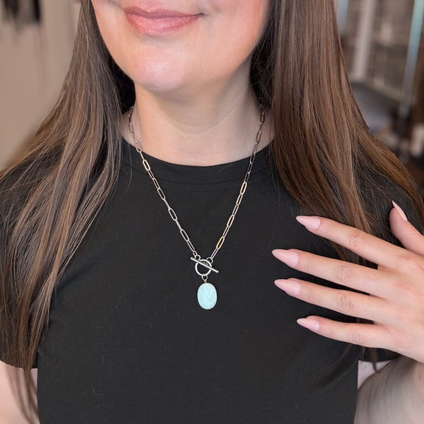 Amazonite Oval Toggle Necklace