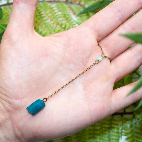 Amazonite and Apatite Y Necklace