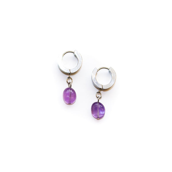 Amethyst Huggie Hoop Earrings