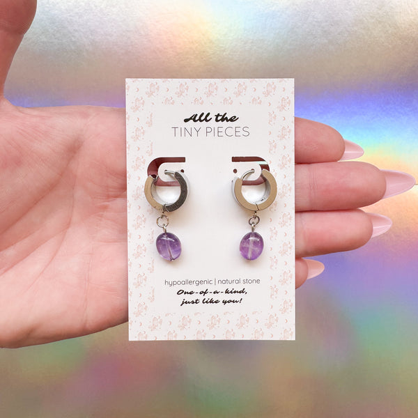 Amethyst Huggie Hoop Earrings