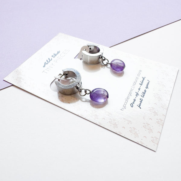 Amethyst Huggie Hoop Earrings