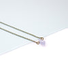 Necklace with a blue lace agate teardrop pendant on a white background