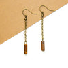 Chain & Tiger's Eye Column Drop Earrings