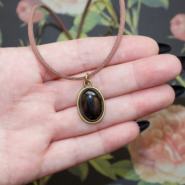 Blue Goldstone Gemstone Choker