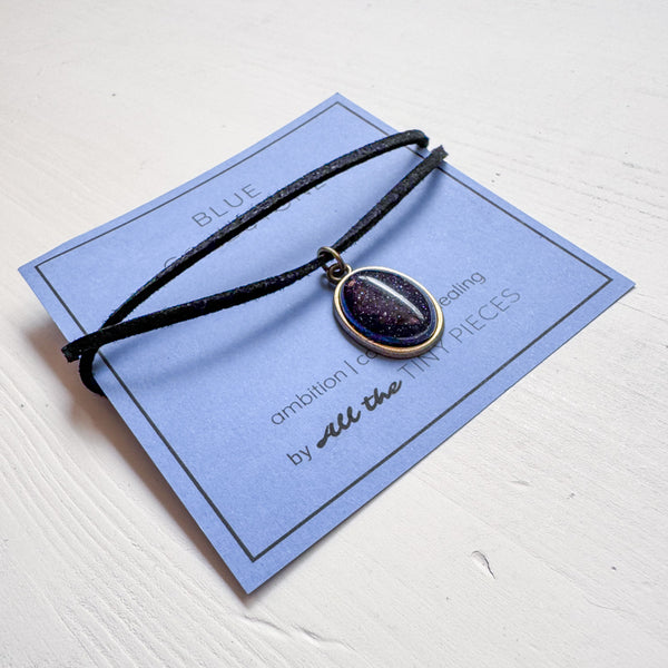 Blue Goldstone Gemstone Choker