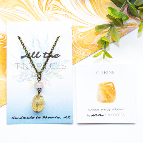 Citrine and Rose Quartz Necklace