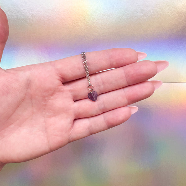 Dainty Amethyst Heart Necklace