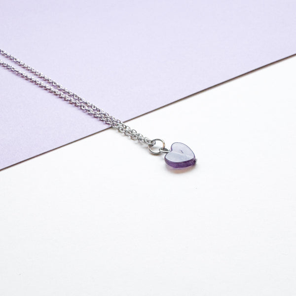 Dainty Amethyst Heart Necklace
