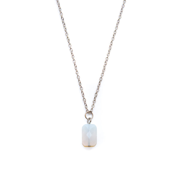 Dainty Opalite Rectangle Necklace
