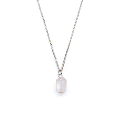 Dainty Rose Quartz Rectangle Necklace