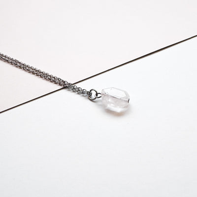 Dainty Rose Quartz Rectangle Necklace