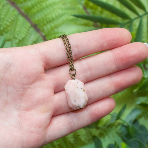 Pink Opal Necklace - Octagon